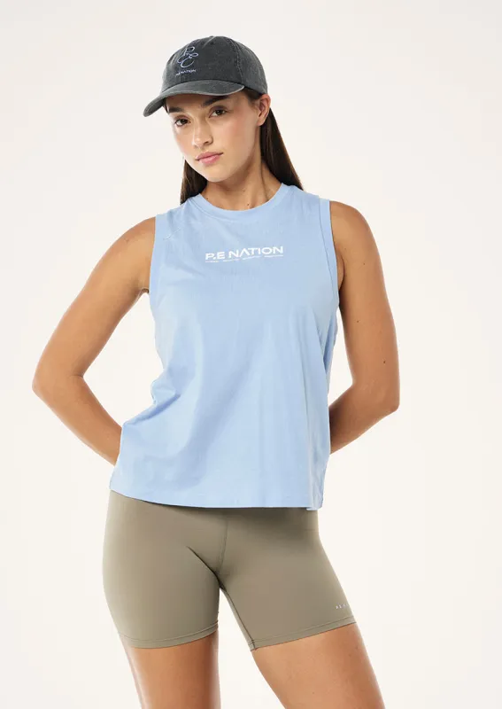 SHUFFLE TANK IN DUSTY BLUE sold by P.E Nation