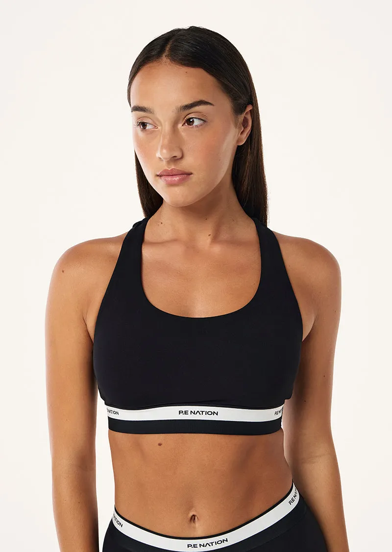 AVANT SPORTS BRA IN BLACK & WHISPER WHITE sold by P.E Nation