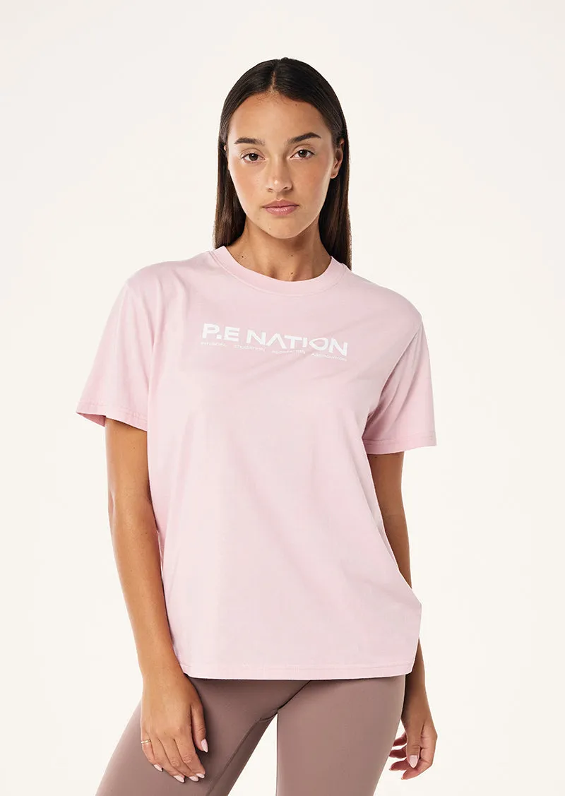 AERO SHORT SLEEVE TEE IN CHALK PINK sold by P.E Nation