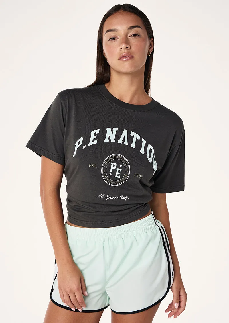 LIBERTY TEE IN GUNMETAL sold by P.E Nation