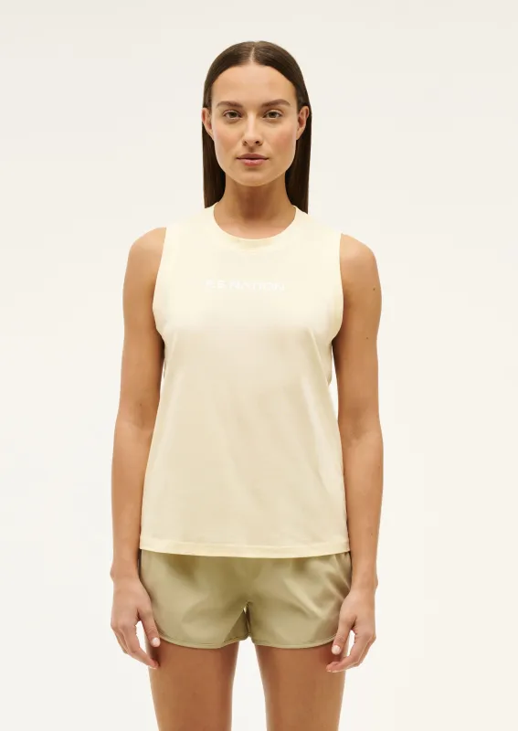 SHUFFLE TANK IN BUTTER sold by P.E Nation