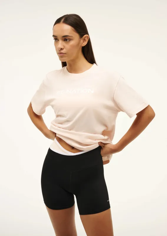 AERO SHORT SLEEVE TEE IN BLUSH made by P.E Nation