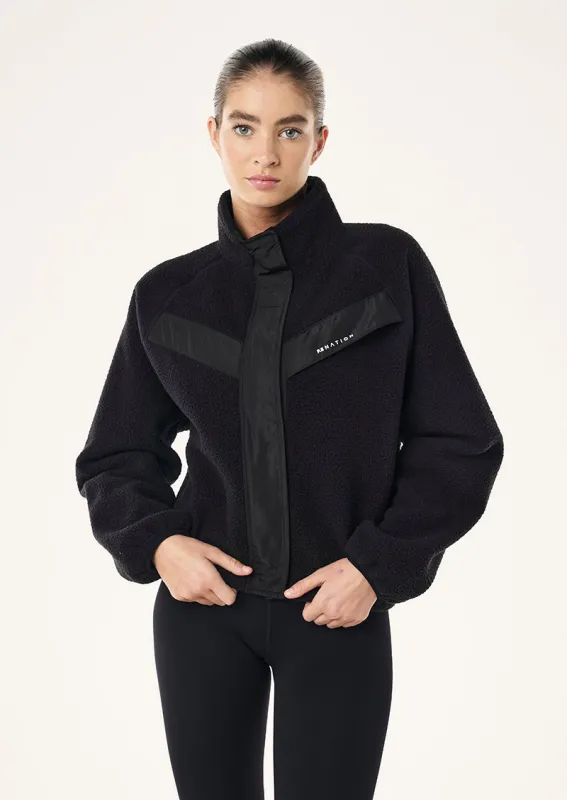 SHELTER SHERPA JACKET IN BLACK made by P.E Nation
