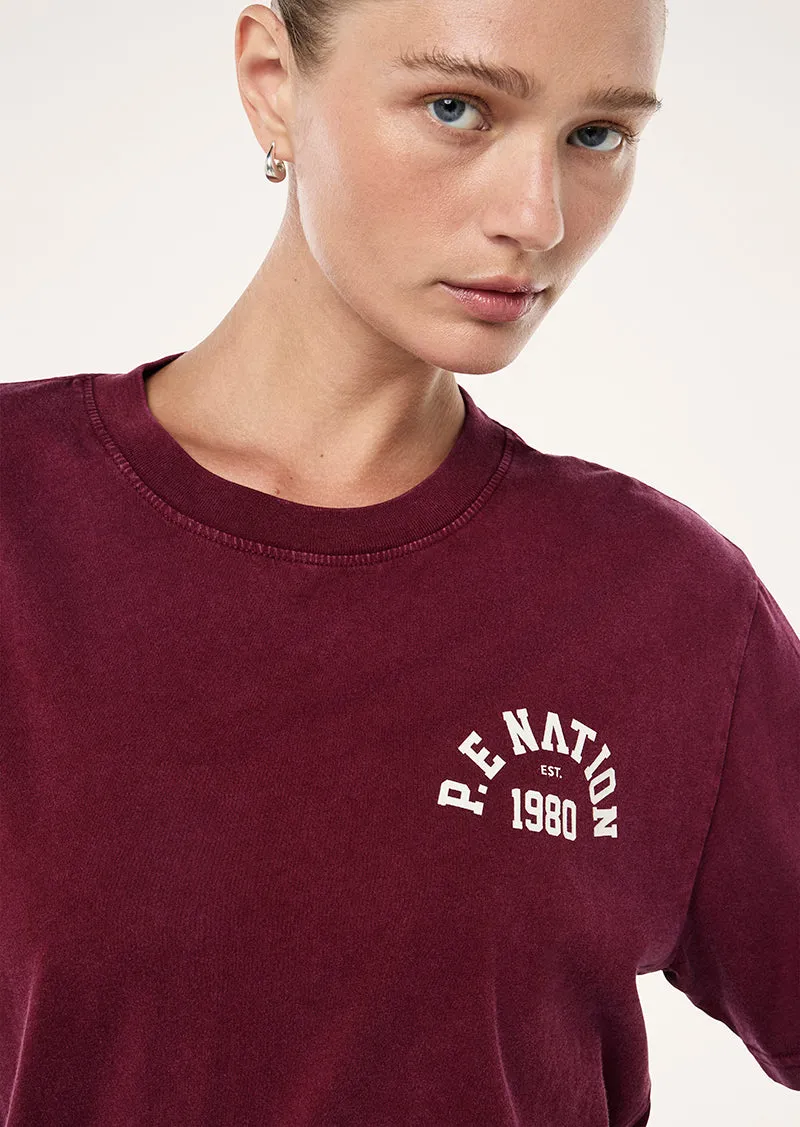 SWERVE TEE IN WASHED CABERNET sold by P.E Nation product image thumbnail 3