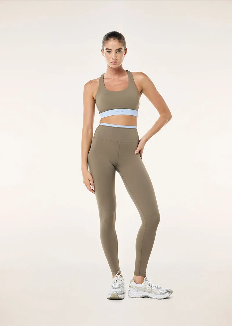 FREQUENCY SPORTS BRA IN FAWN & DUSTY BLUE sold by P.E Nation product image thumbnail 5