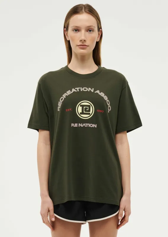 THROWBACK SHORT SLEEVE TEE IN FOREST NIGHT made by P.E Nation