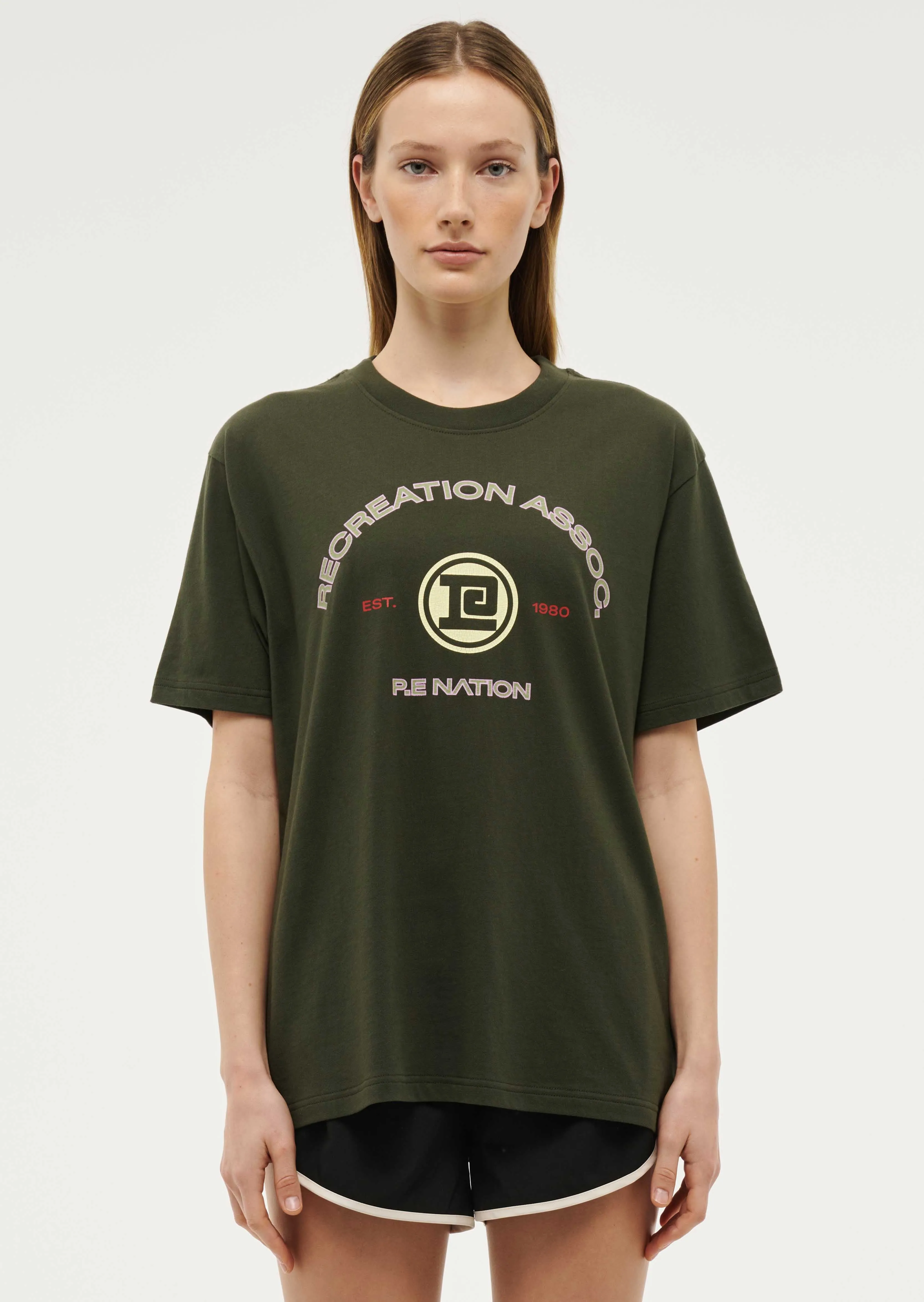 THROWBACK SHORT SLEEVE TEE IN FOREST NIGHT sold by P.E Nation