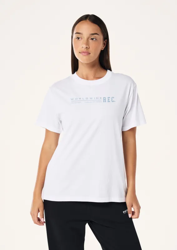 WORLDWIDE TEE IN OPTIC WHITE sold by P.E Nation