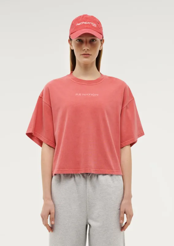 NOMAD BOXY TEE IN WASHED POPPY RED made by P.E Nation