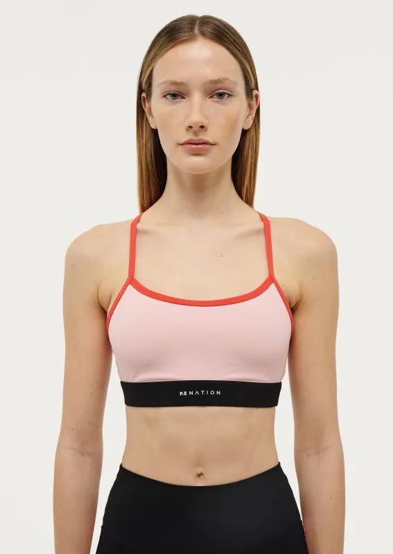 SIGNATURE SPORTS BRA IN CRYSTAL ROSE made by P.E Nation