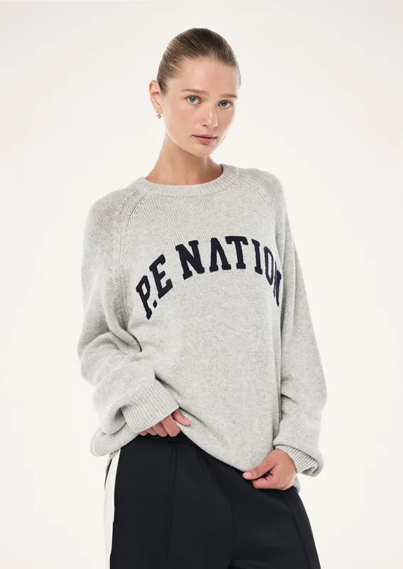 LEGACY KNIT CREW IN GREY MARLE made by P.E Nation