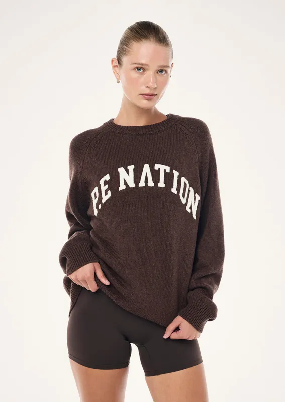 LEGACY KNIT CREW IN COFFEE made by P.E Nation