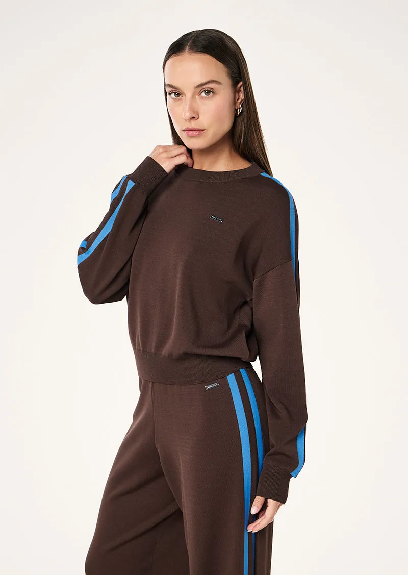RETREAT KNIT JUMPER IN COFFEE & MARINA BLUE sold by P.E Nation product image thumbnail 3