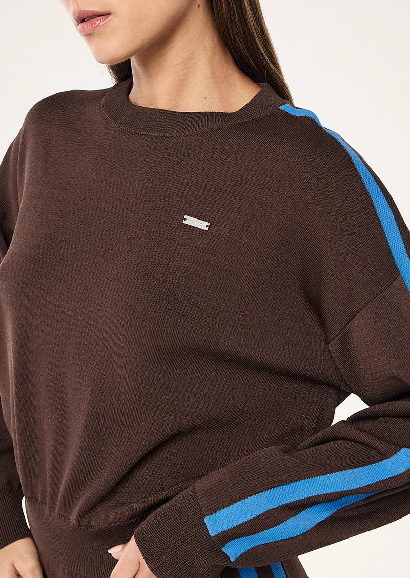 RETREAT KNIT JUMPER IN COFFEE & MARINA BLUE sold by P.E Nation product image thumbnail 2