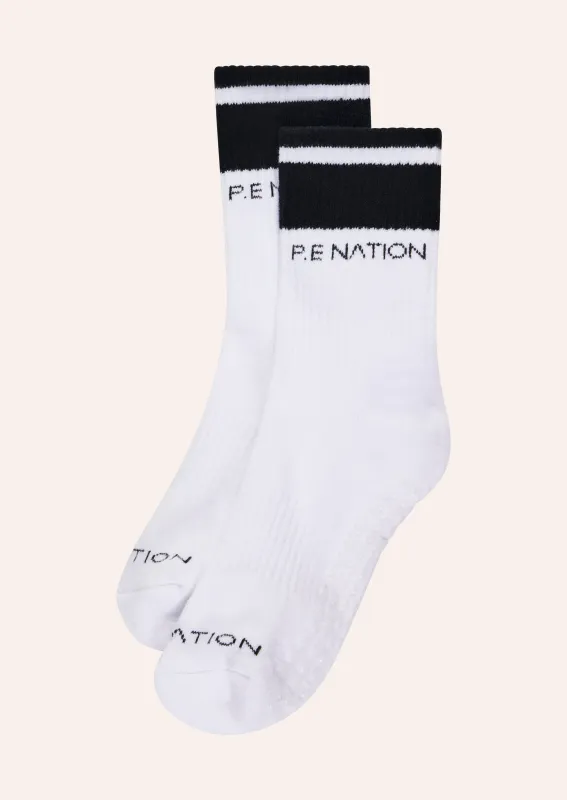 HOMAGE GRIP CREW SOCK IN OPTIC WHITE made by P.E Nation
