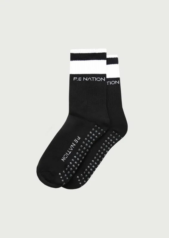 HOMAGE GRIP CREW SOCK IN BLACK & WHITE made by P.E Nation