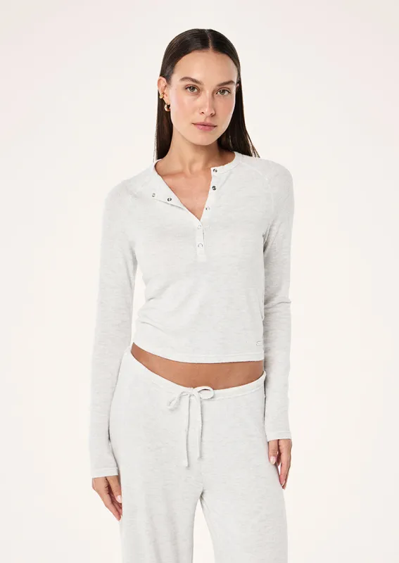 HAVEN LONG SLEEVE TOP IN SNOW MARLE made by P.E Nation