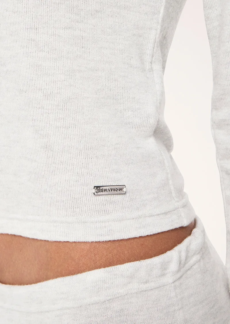 HAVEN LONG SLEEVE TOP IN SNOW MARLE sold by P.E Nation product image thumbnail 3