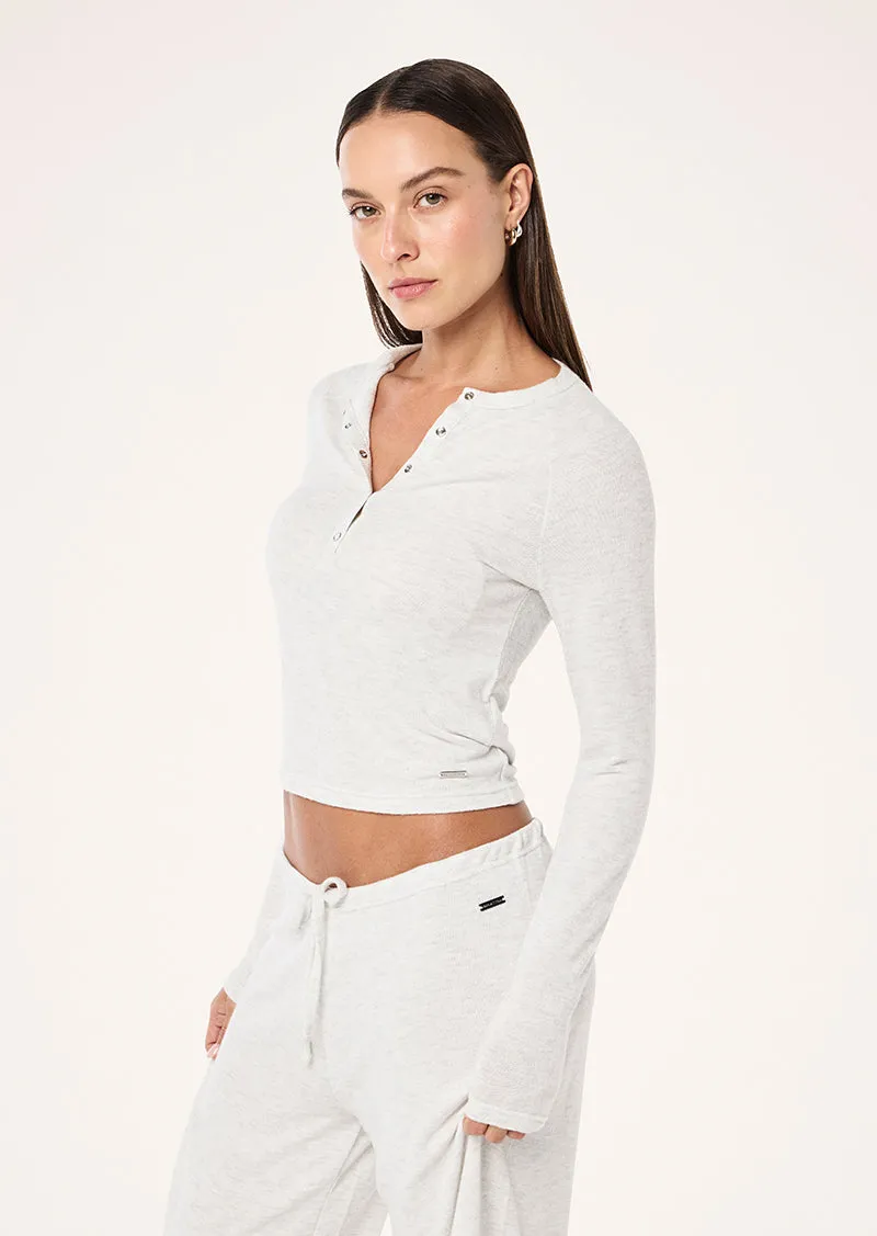 HAVEN LONG SLEEVE TOP IN SNOW MARLE sold by P.E Nation product image thumbnail 4