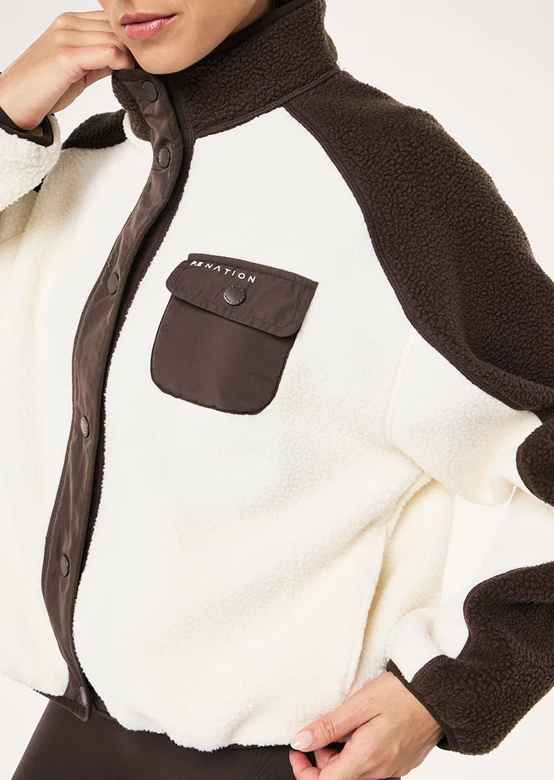 TAKEOVER JACKET IN COFFEE & WHISPER WHITE sold by P.E Nation product image thumbnail 3