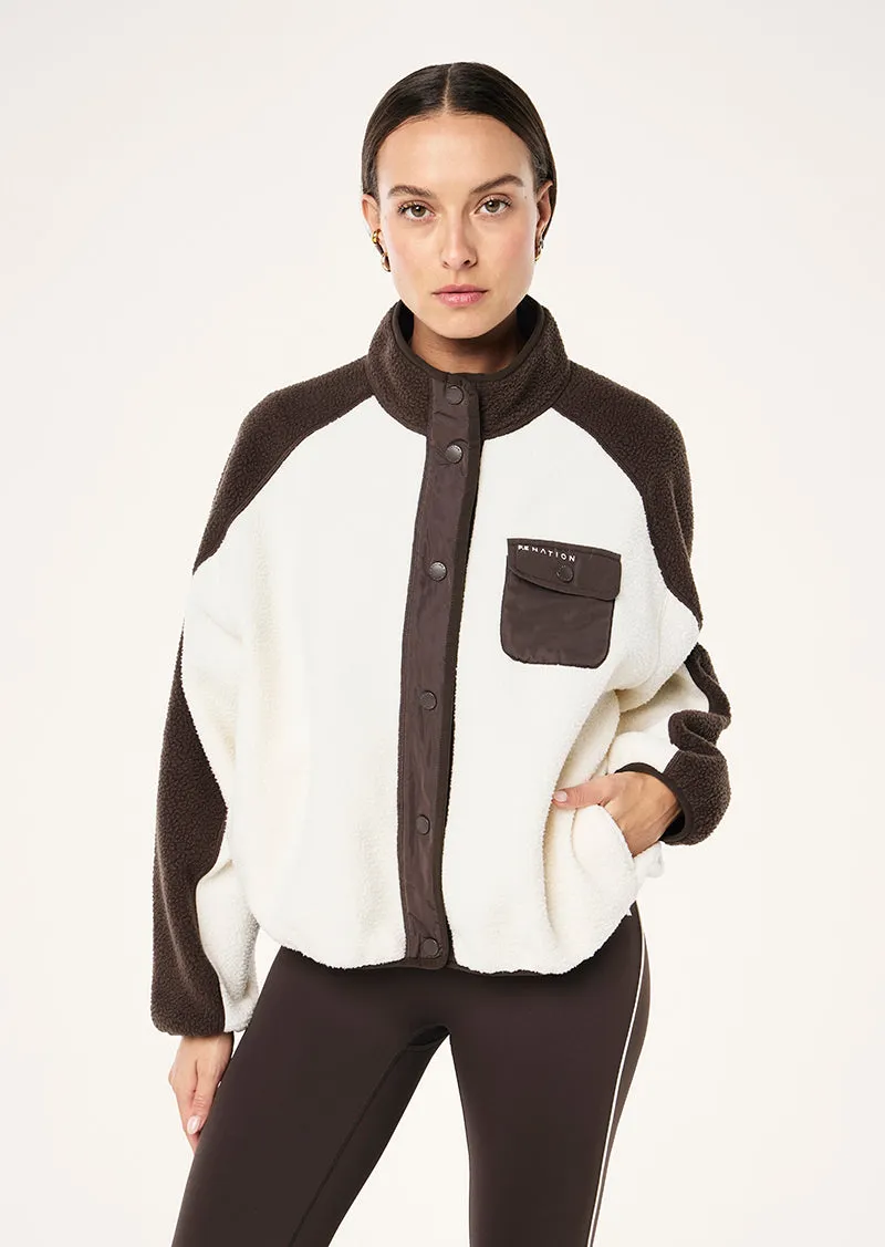 TAKEOVER JACKET IN COFFEE & WHISPER WHITE sold by P.E Nation product image thumbnail 2