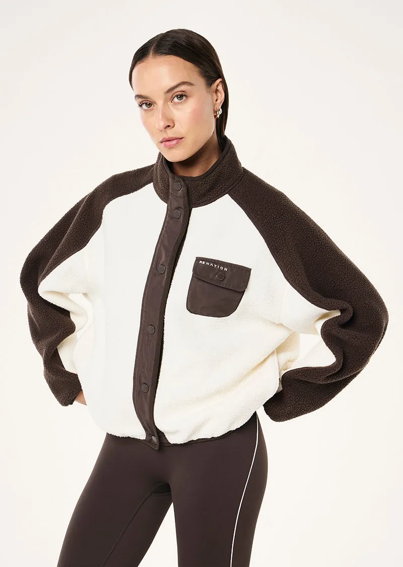 TAKEOVER JACKET IN COFFEE & WHISPER WHITE sold by P.E Nation product image thumbnail 4