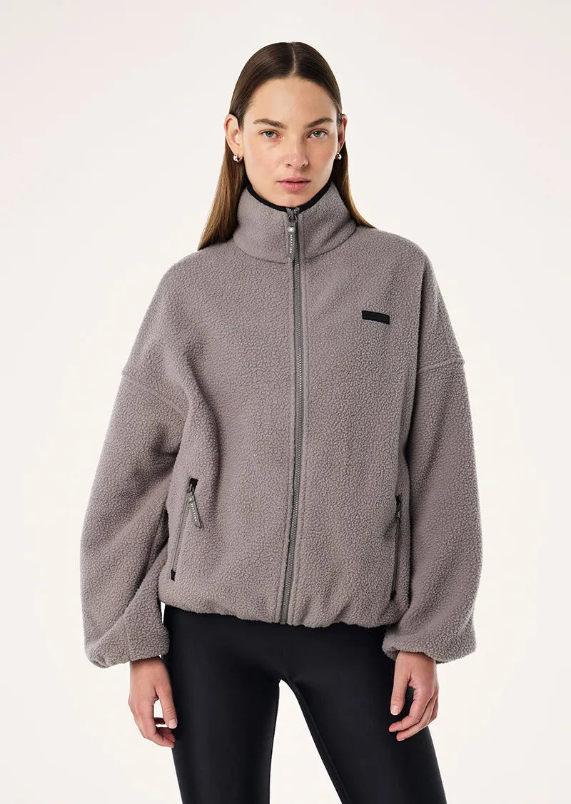 ROTATE SHERPA JACKET IN DARK SILVER sold by P.E Nation