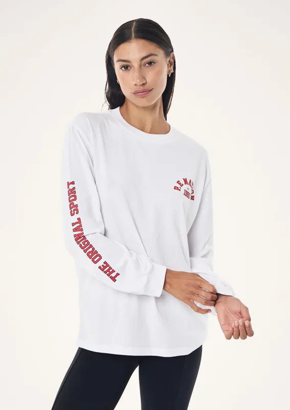 ESTABLISHED LONG SLEEVE TEE IN OPTIC WHITE made by P.E Nation