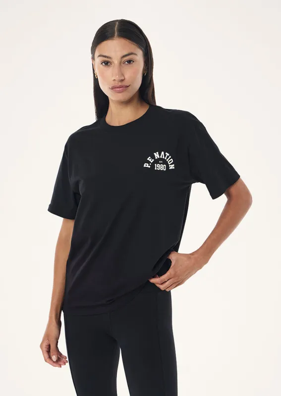 SWERVE TEE IN BLACK made by P.E Nation