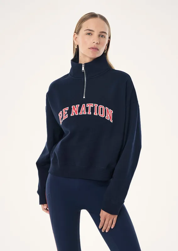 LEGACY QUARTER ZIP SWEAT IN DARK NAVY made by P.E Nation