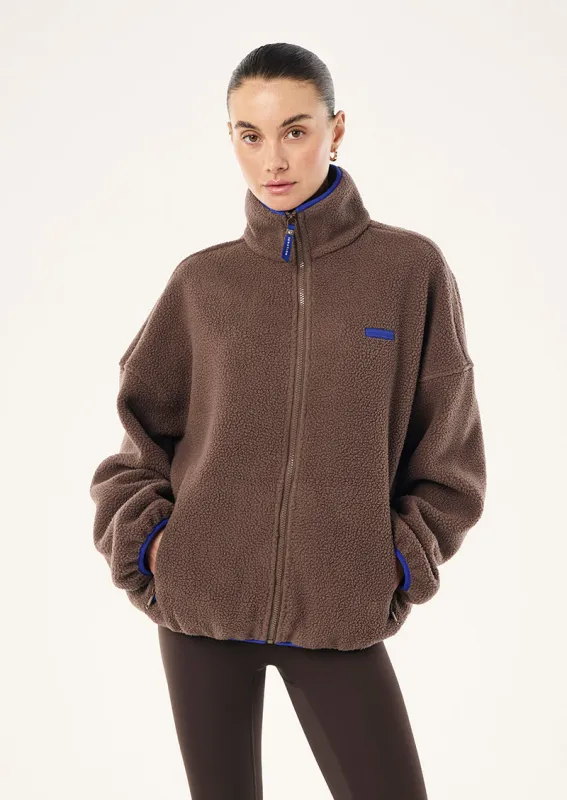 ROTATE SHERPA JACKET IN MOCHA made by P.E Nation