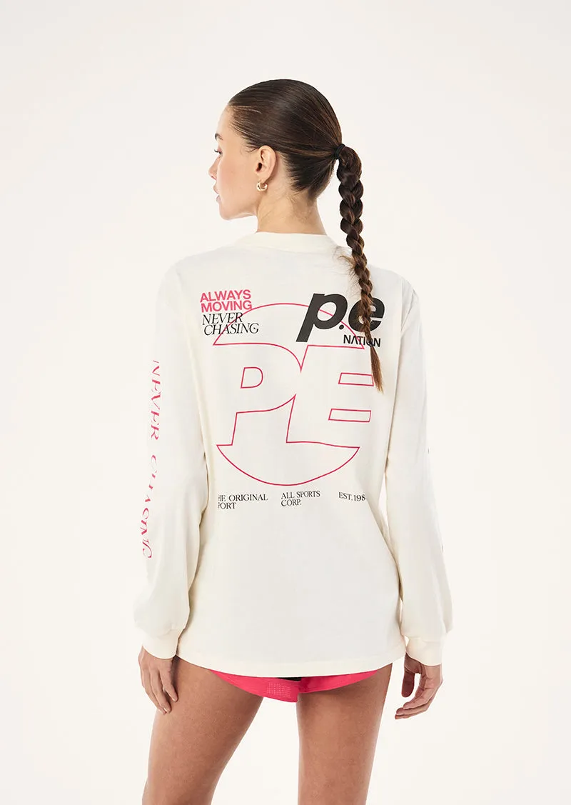VOLTAGE LONG SLEEVE TEE IN WHISPER WHITE sold by P.E Nation product image thumbnail 5