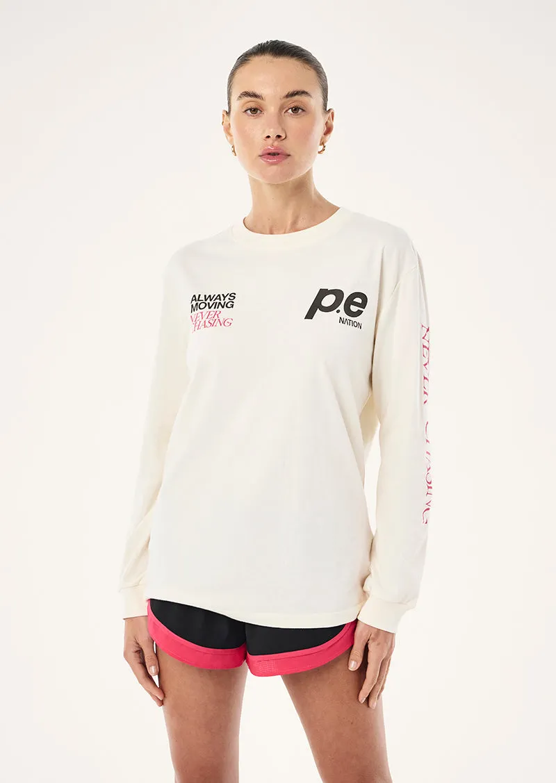 VOLTAGE LONG SLEEVE TEE IN WHISPER WHITE sold by P.E Nation