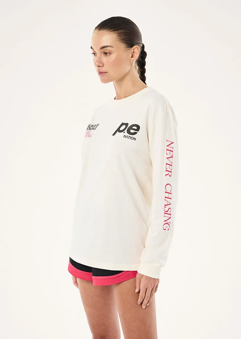 VOLTAGE LONG SLEEVE TEE IN WHISPER WHITE sold by P.E Nation product image thumbnail 4