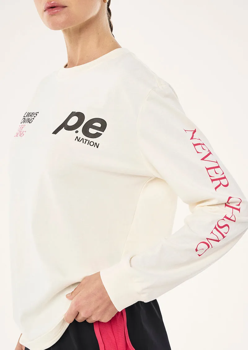 VOLTAGE LONG SLEEVE TEE IN WHISPER WHITE sold by P.E Nation product image thumbnail 3