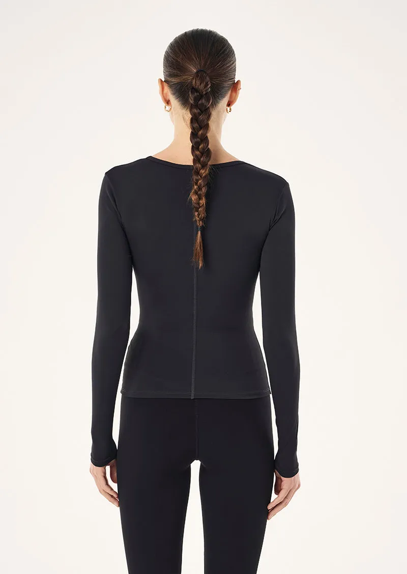 FOUNDATION SCOOP LONG SLEEVE TOP IN BLACK sold by P.E Nation product image thumbnail 5