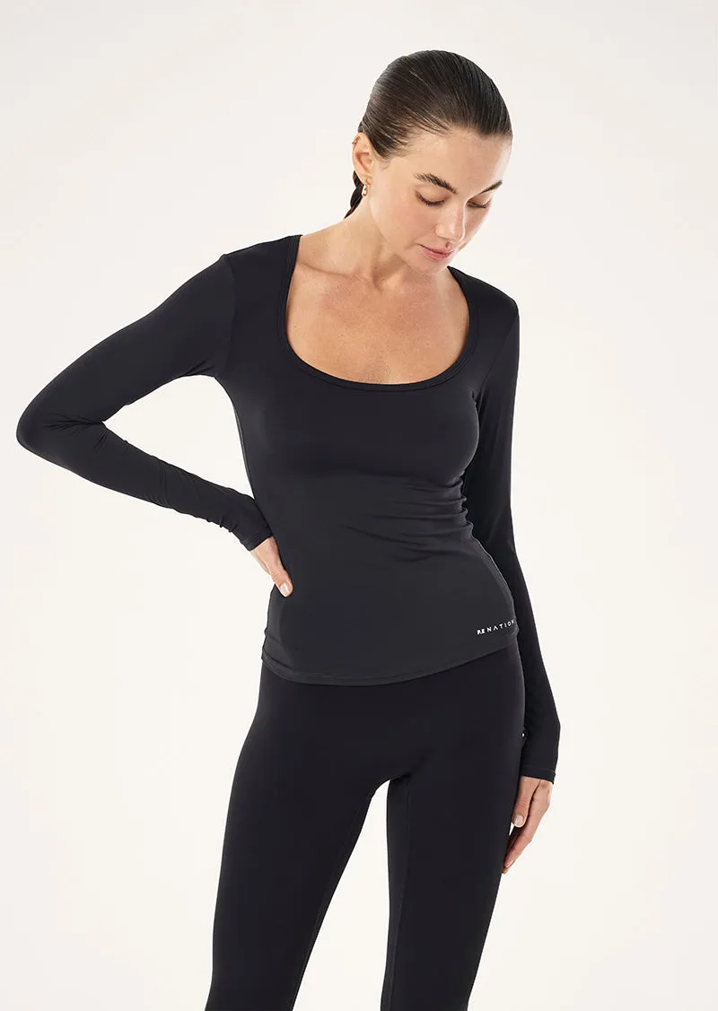 FOUNDATION SCOOP LONG SLEEVE TOP IN BLACK sold by P.E Nation product image thumbnail 3