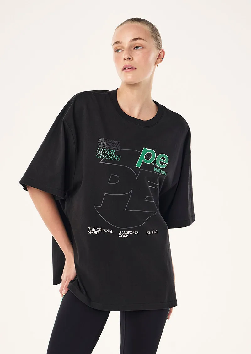 CURRENT OVERSIZED TEE IN BLACK sold by P.E Nation product image thumbnail 2