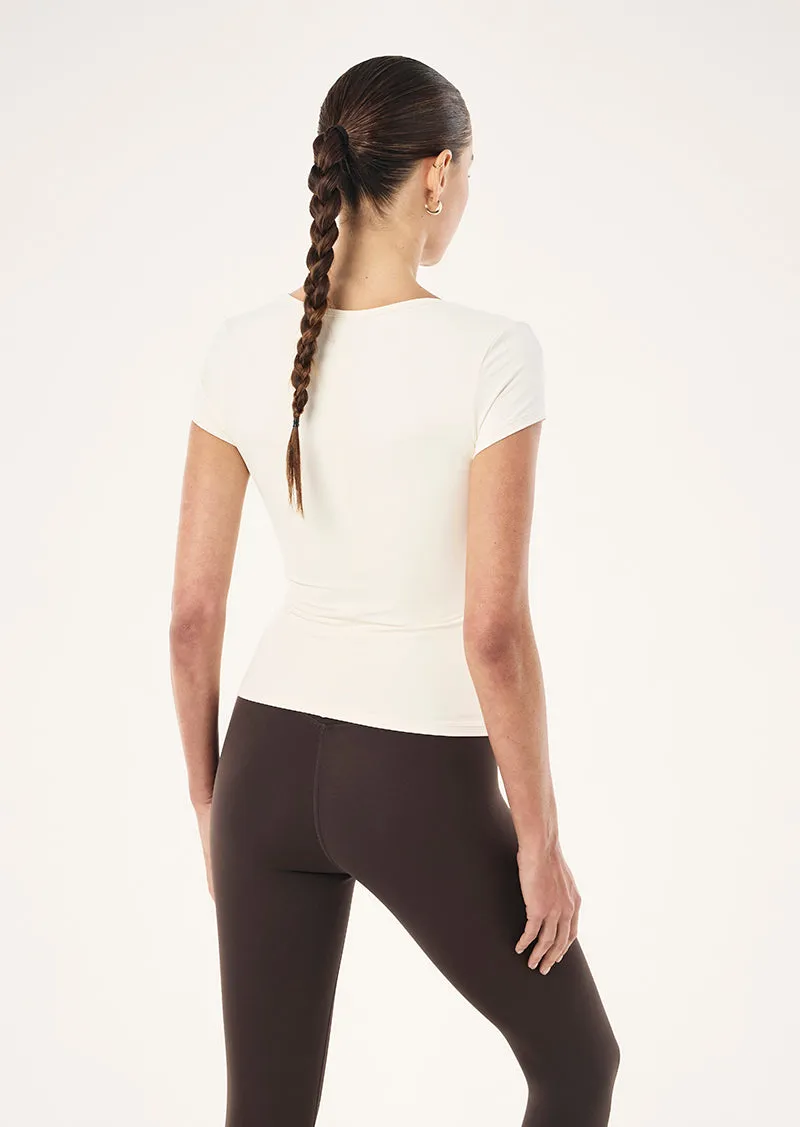 FOUNDATION SCOOP SHORT SLEEVE TOP IN WHISPER WHITE sold by P.E Nation product image thumbnail 4