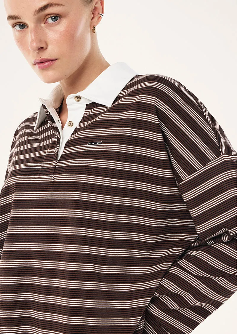 RUGBY LONG SLEEVE TEE IN COFFEE STRIPE sold by P.E Nation product image thumbnail 2