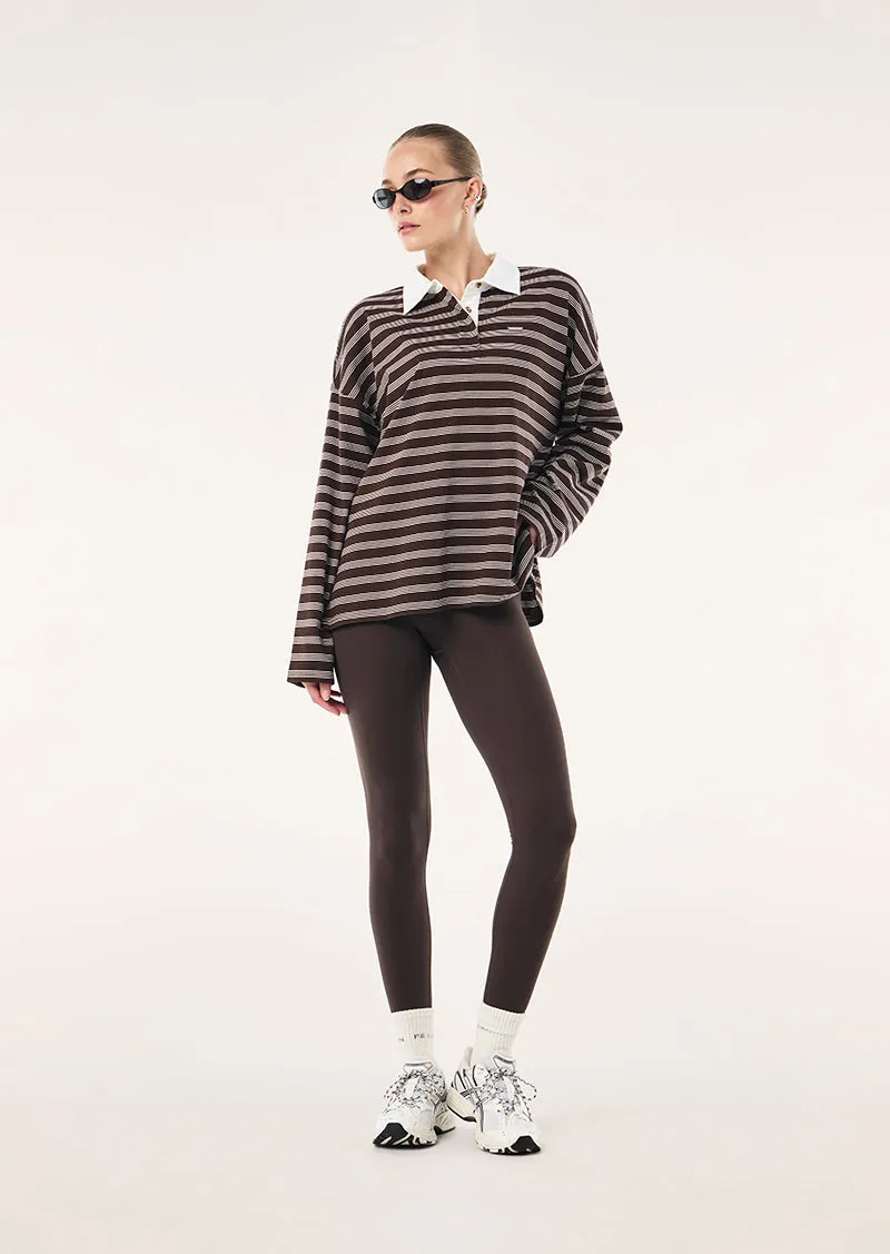 RUGBY LONG SLEEVE TEE IN COFFEE STRIPE sold by P.E Nation product image thumbnail 5