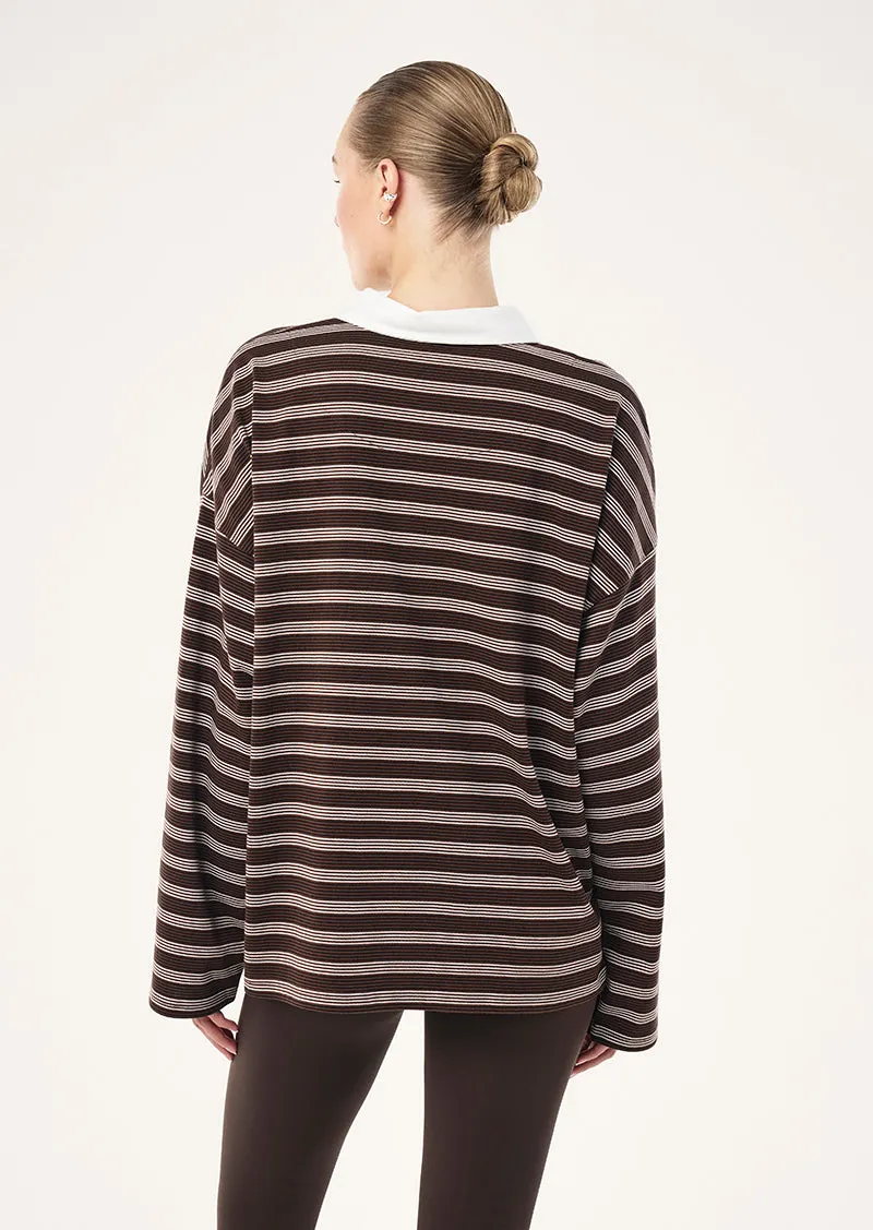RUGBY LONG SLEEVE TEE IN COFFEE STRIPE sold by P.E Nation product image thumbnail 4