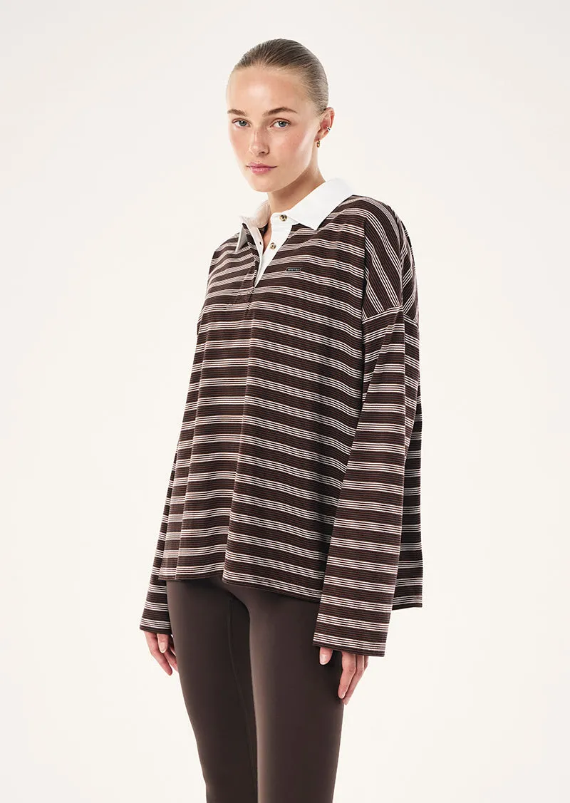 RUGBY LONG SLEEVE TEE IN COFFEE STRIPE sold by P.E Nation product image thumbnail 3