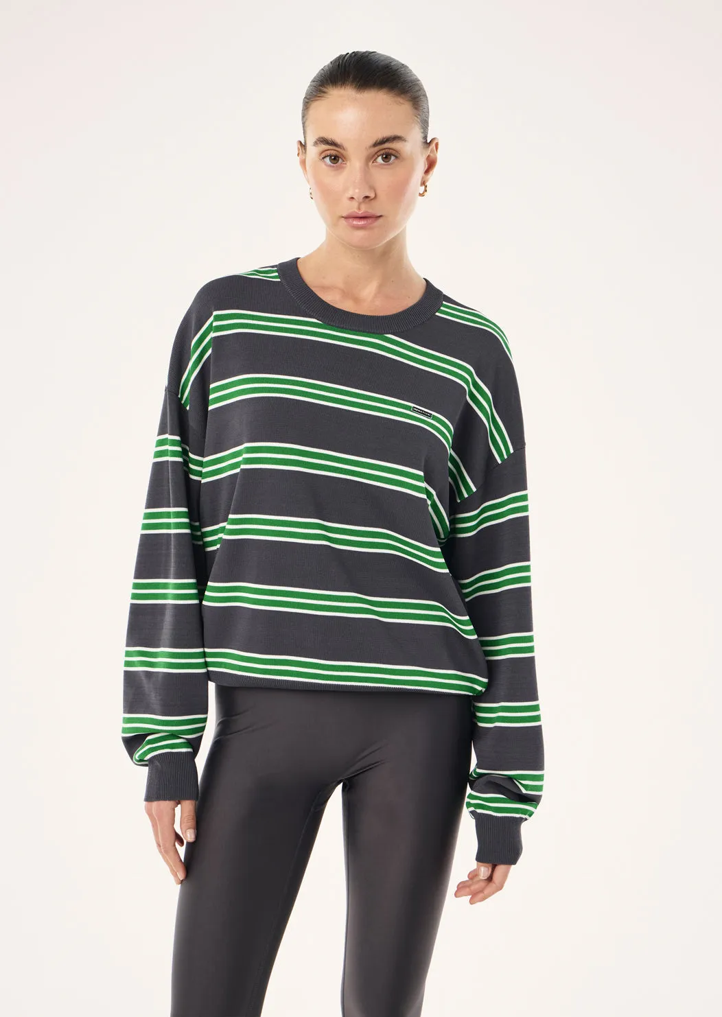 RETREAT STRIPE SWEATER IN IRON STRIPE sold by P.E Nation product image thumbnail 2