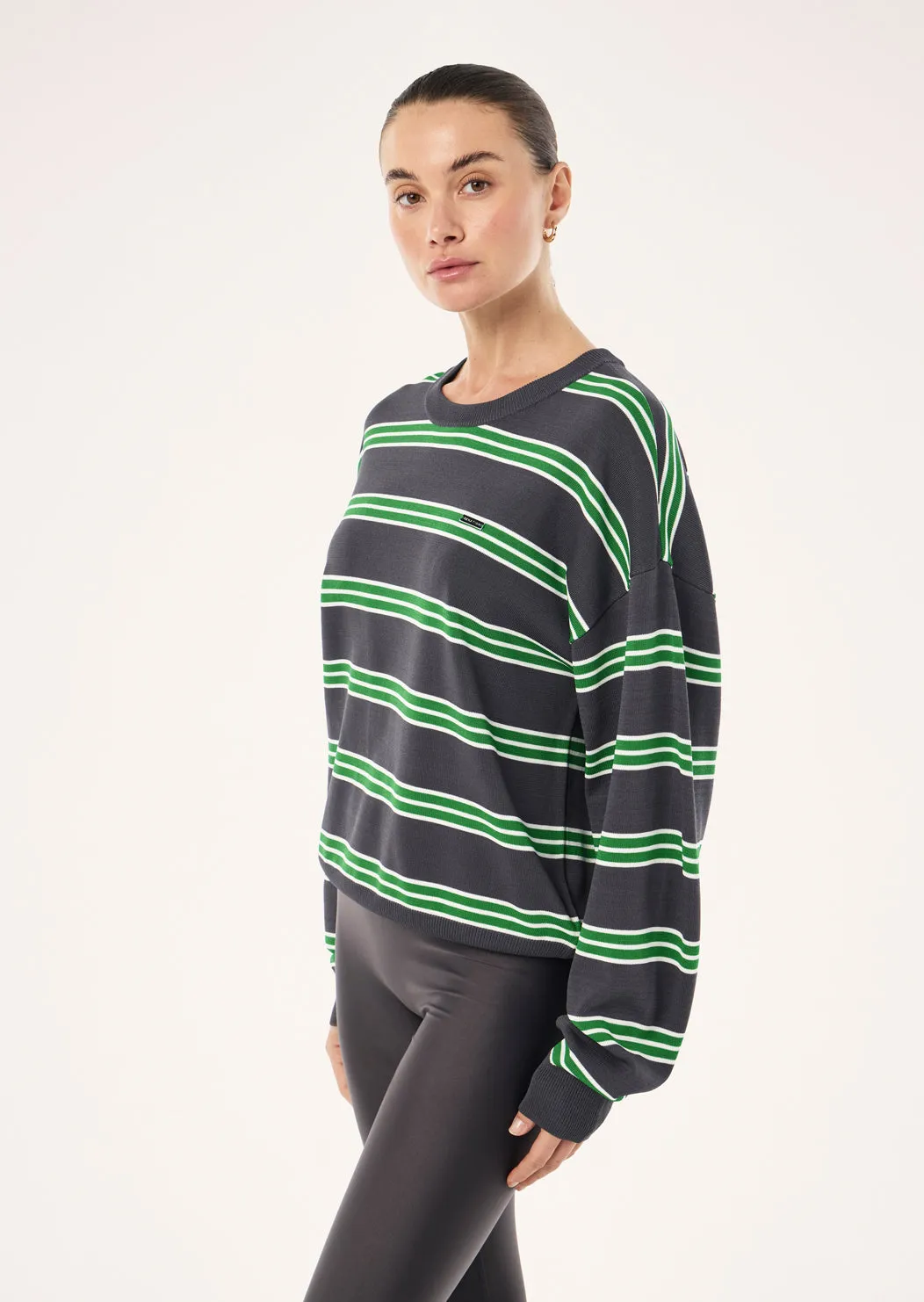 RETREAT STRIPE SWEATER IN IRON STRIPE sold by P.E Nation product image thumbnail 4