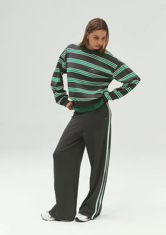 RETREAT STRIPE SWEATER IN IRON STRIPE made by P.E Nation