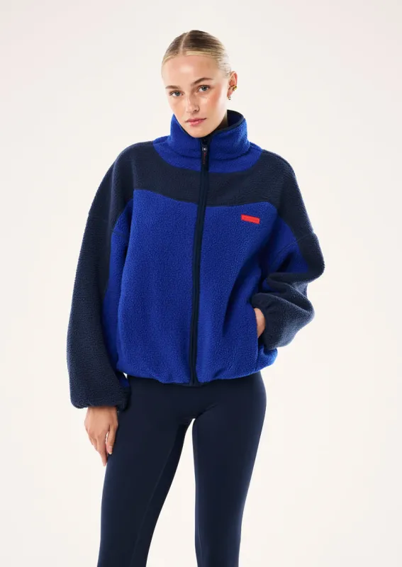 THE DREAM SHERPA JACKET IN DEEP BLUE made by P.E Nation