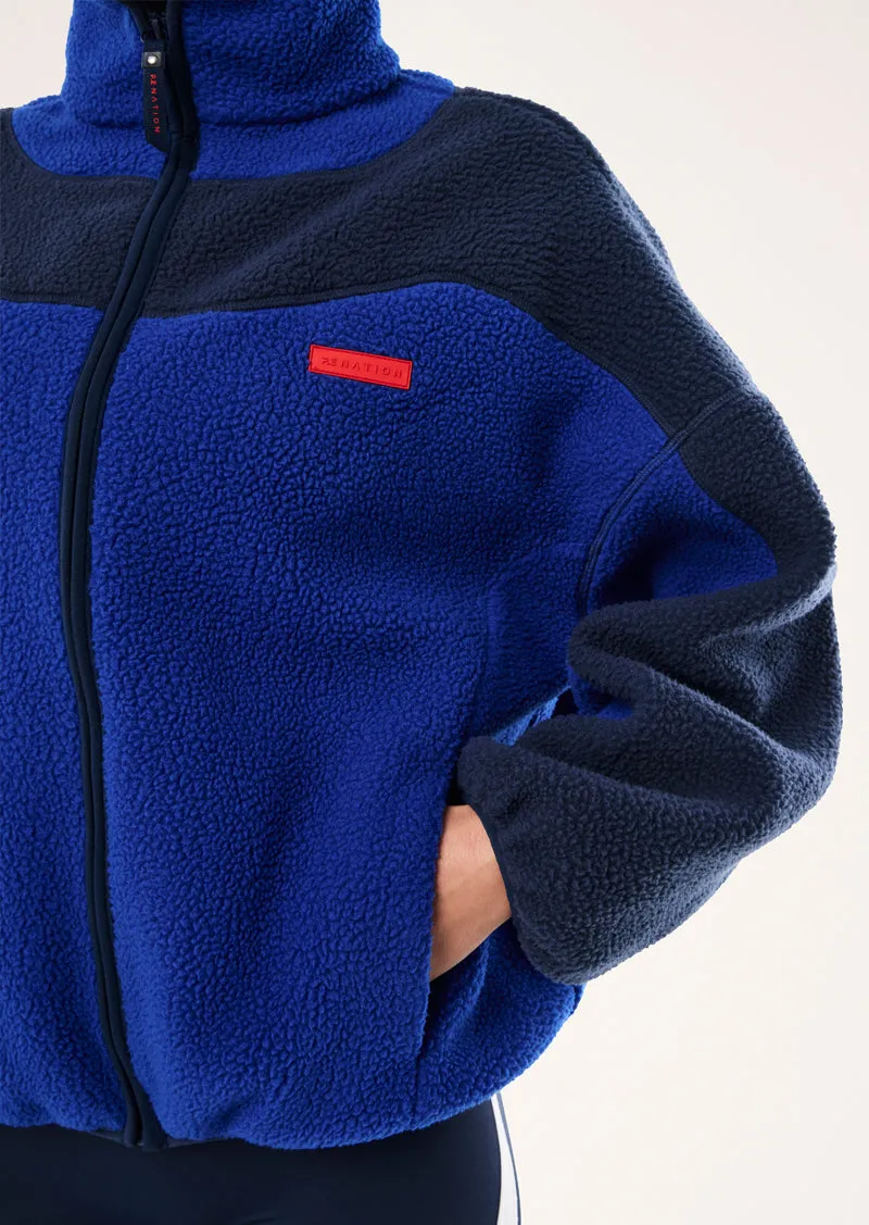THE DREAM SHERPA JACKET IN DEEP BLUE sold by P.E Nation product image thumbnail 4