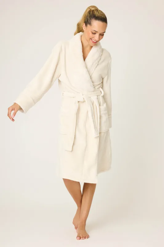 Luxe Plush Solid Ivory Robe sold by P.J. Salvage