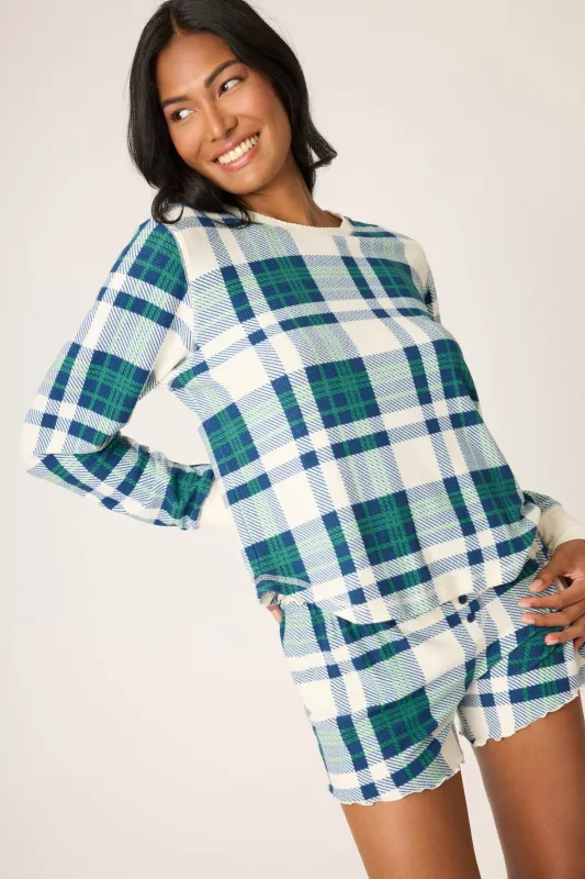 Cozy Life Plaid Velour Thermal Long Sleeve Top sold by P.J. Salvage